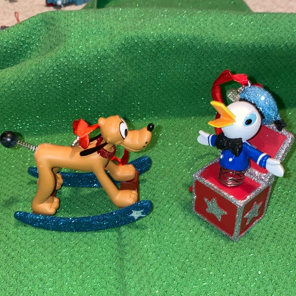 2017 Disney Store Donald and Pluto ornaments